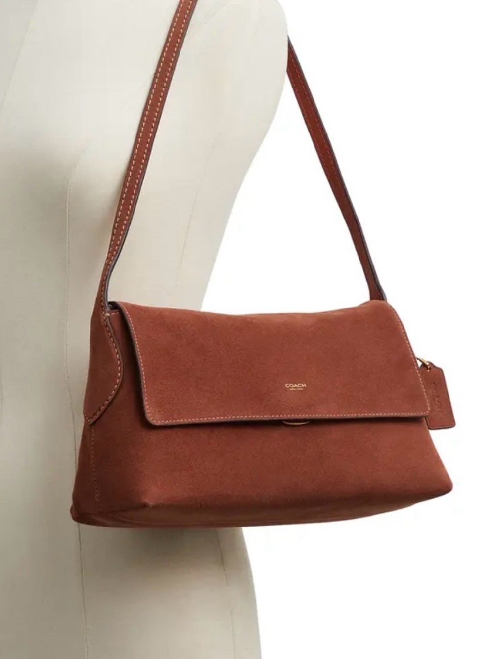Coach Rust Brown Suede Shoulder Bag